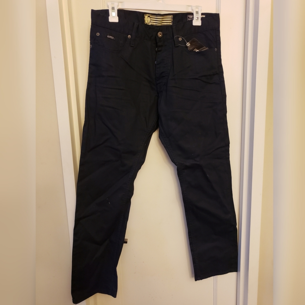 Born Fly Navy Coated Denim Twill Jeans